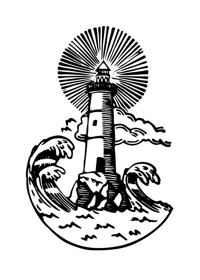Lighthouse in Stormy Seas Illustration