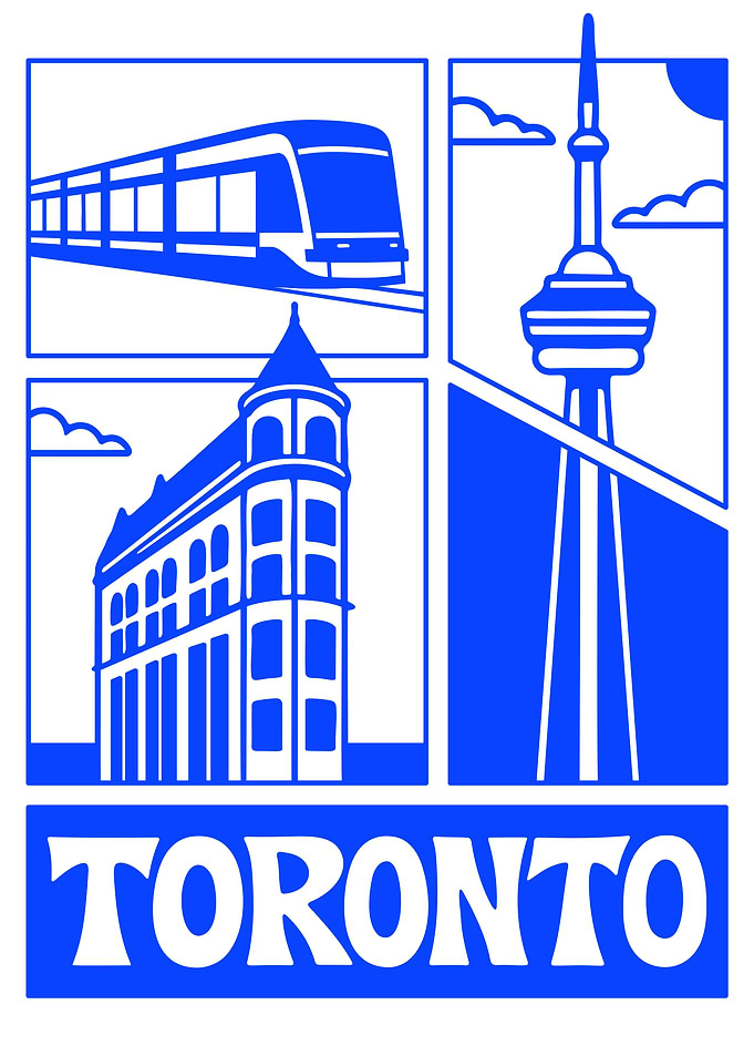 Toronto Poster Cityscape Blue and White