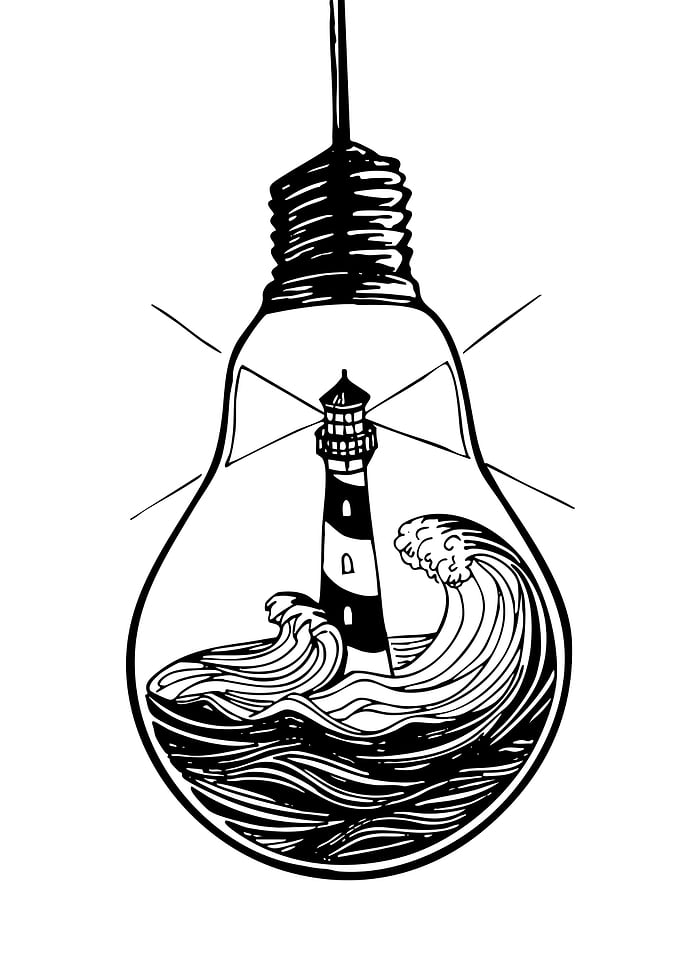 Lighthouse in a Lightbulb Illustration