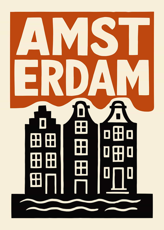 Amsterdam Cityscape Retro Poster