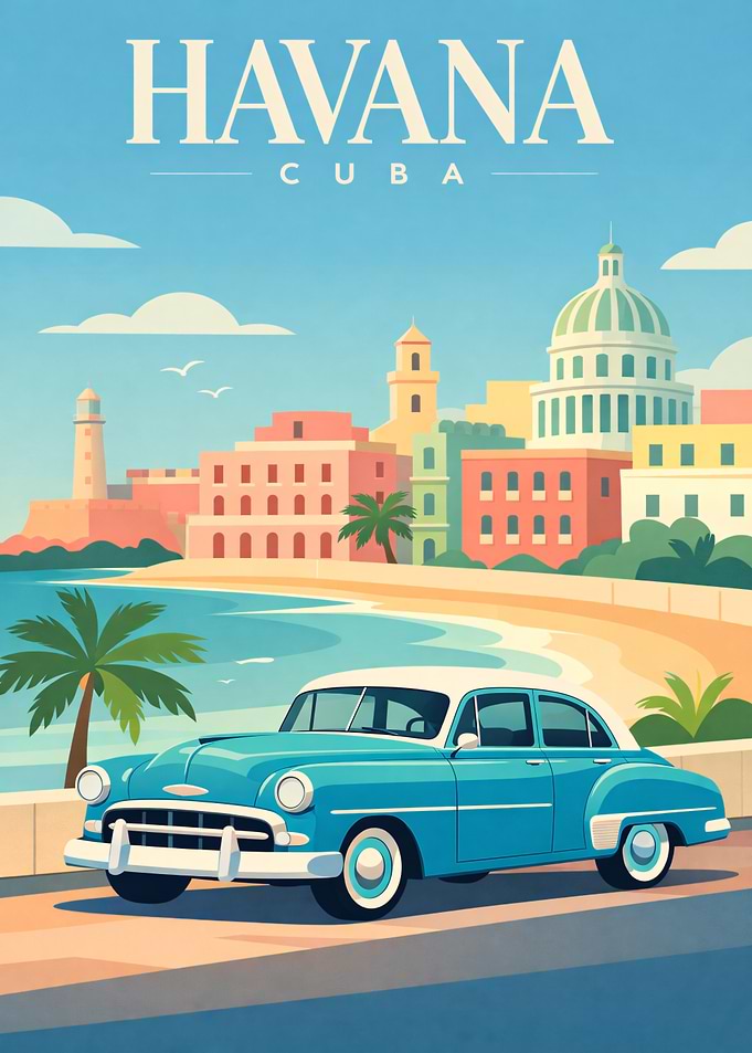 Havana Cuba Vintage Travel Poster