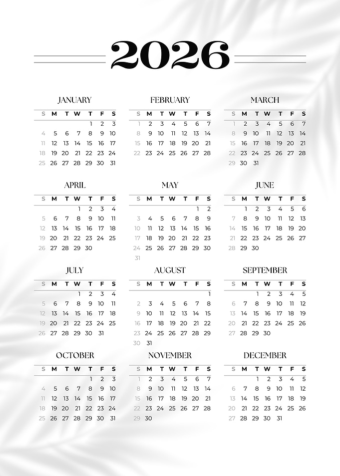 2026 Minimalist Calendar