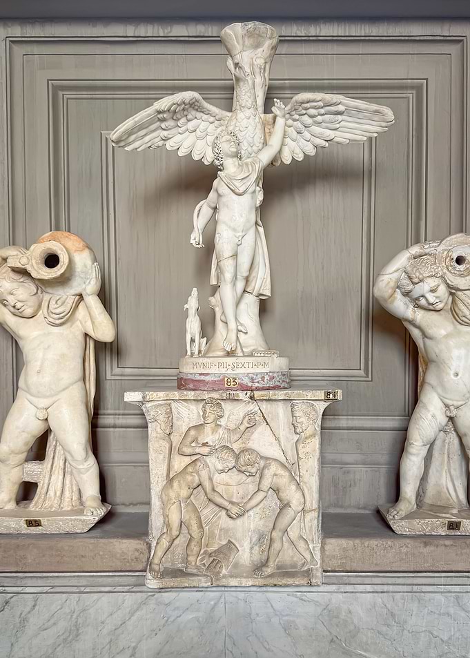 Ancient Roman Marble Statues Display