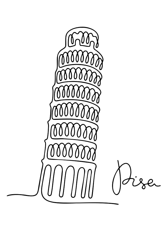 Leaning Tower of Pisa Line Art