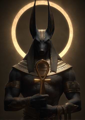 Anubis with Ankh and Halo