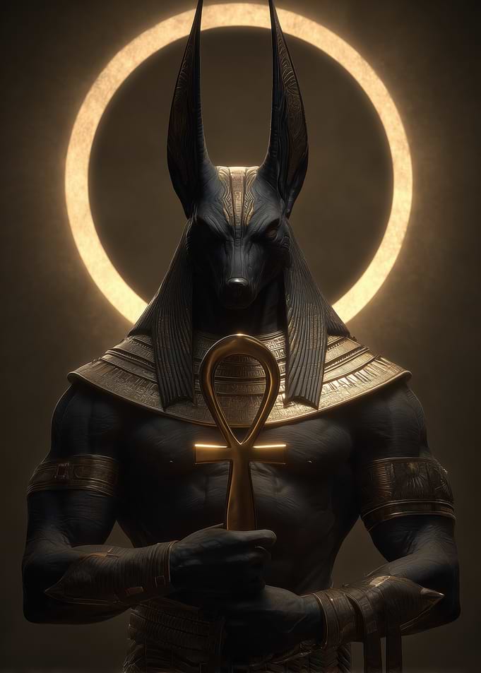 Anubis with Ankh and Halo