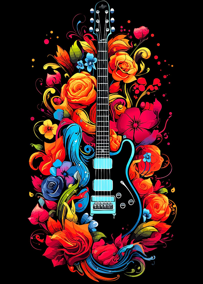 Floral Guitar Art