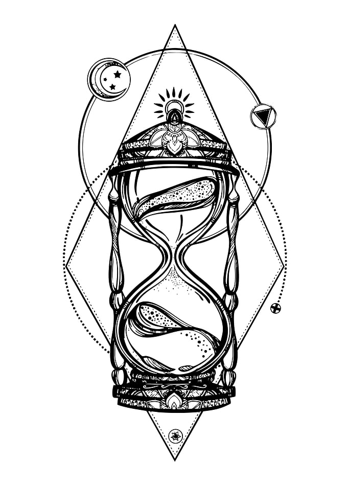 Hourglass with Geometric and Celestial Elements