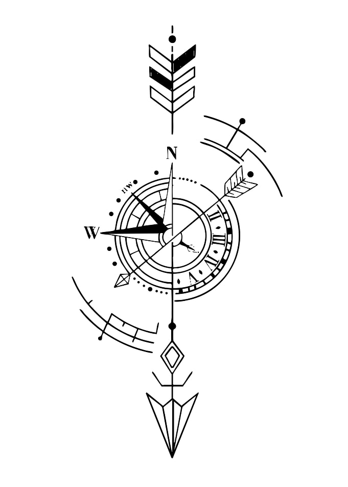 Compass and Arrow Geometric Design