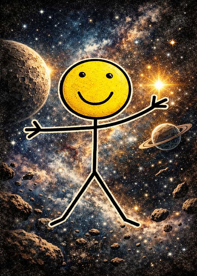 Happy Stick Figure in Space