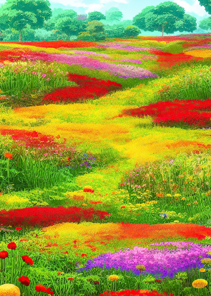 Colorful Flower Field Landscape