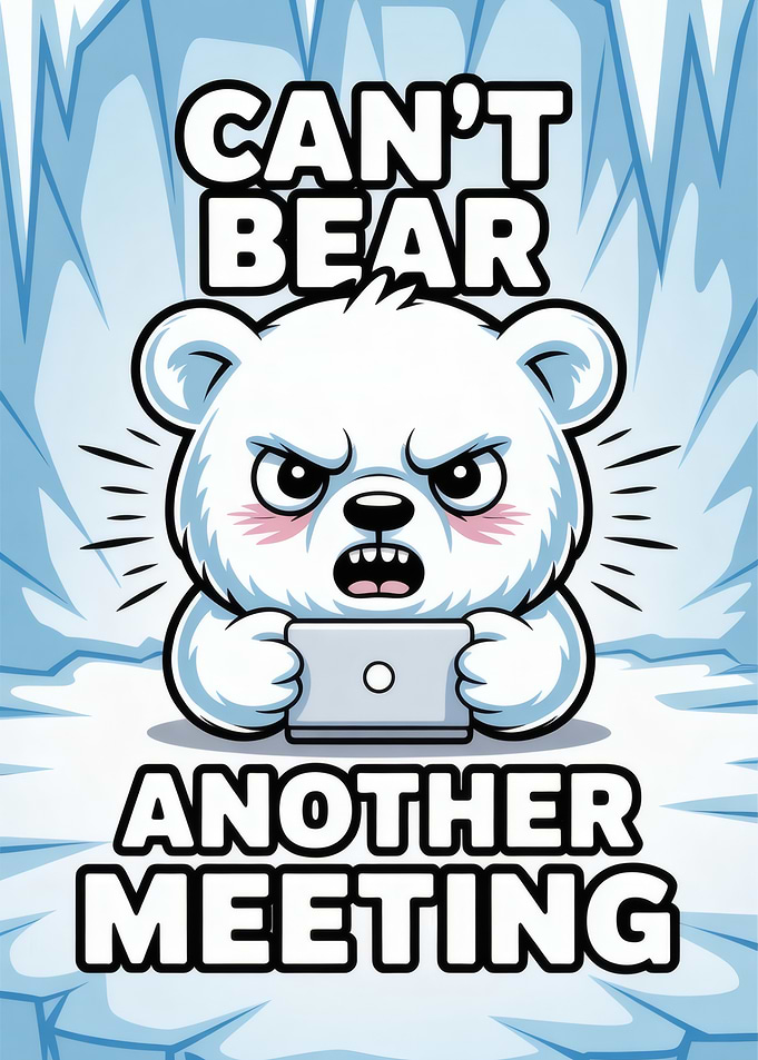 Can't Bear Another Meeting Angry Polar Bear Cartoon