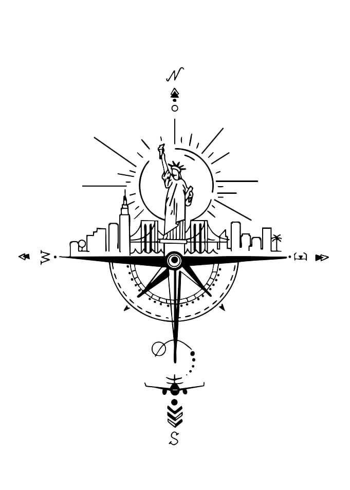 New York Compass Travel Art