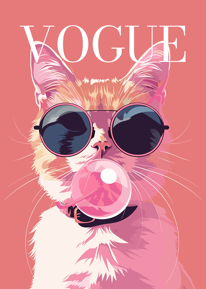 Vogue Cat with Bubble Gum