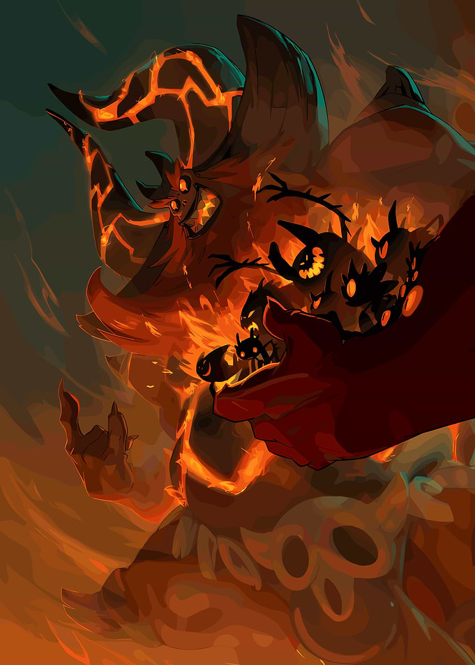 Fiery Demon with Shadowy Minions