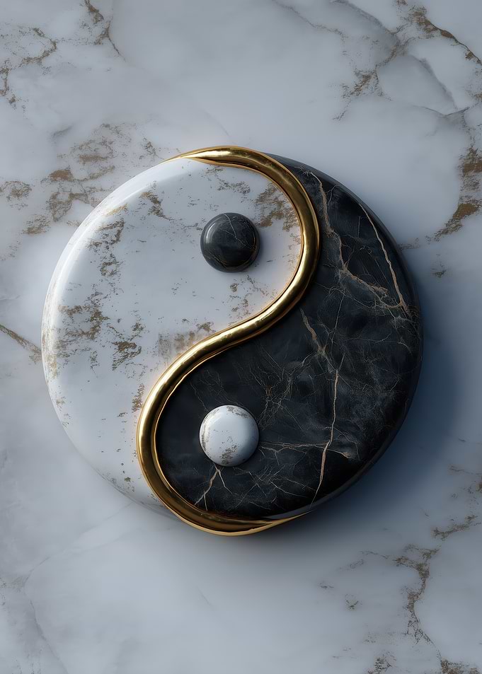 Yin Yang Marble and Gold