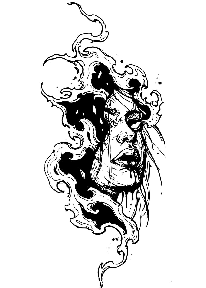 Monochrome Woman Portrait with Smoke