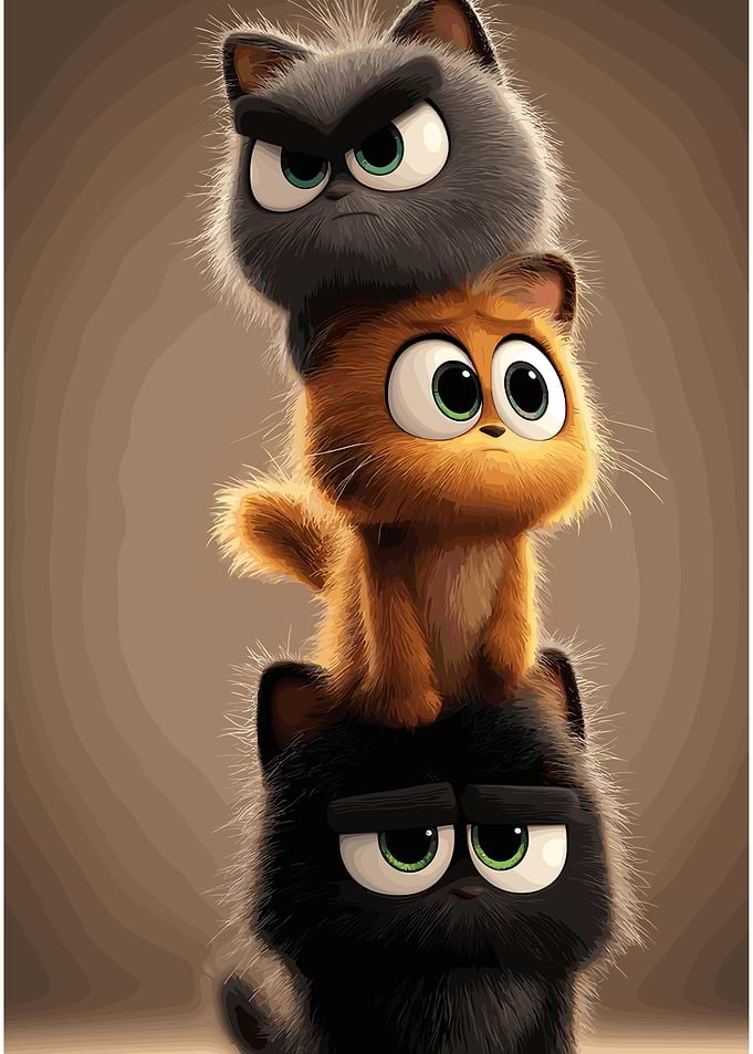 Stack of Cartoon Cats