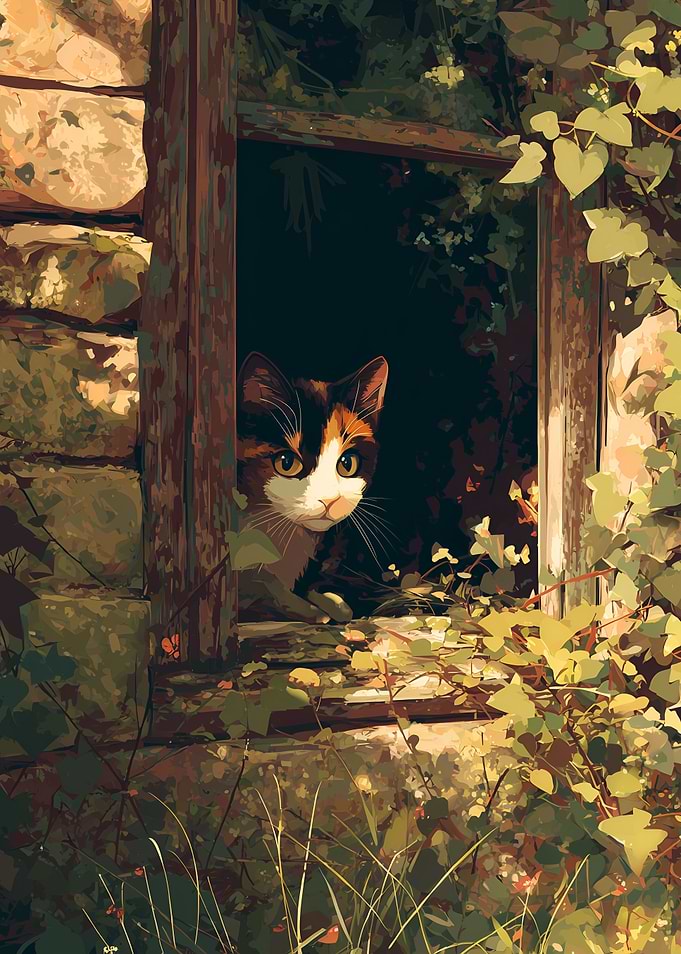 Calico Cat in Window