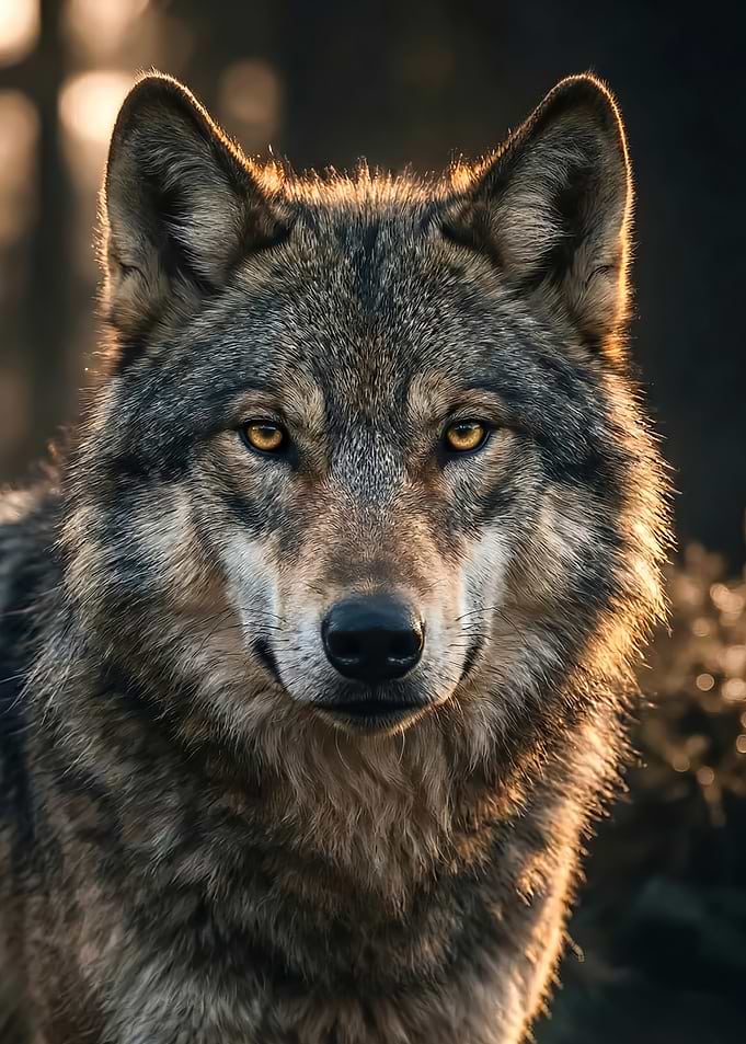 Wolf Portrait with Golden Eyes