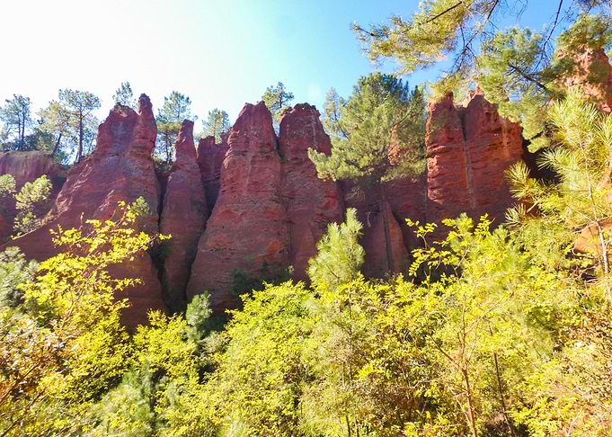 Photography of Ochre Cliffs and Greenery Trees in Provencal Colorado in France