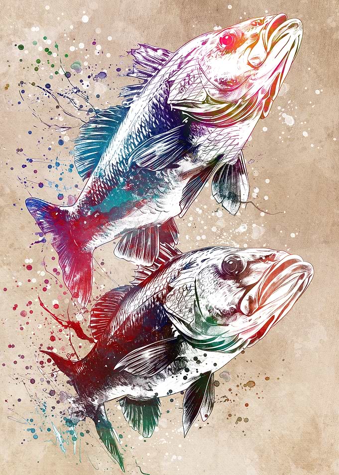 Two Fish Watercolor Painting