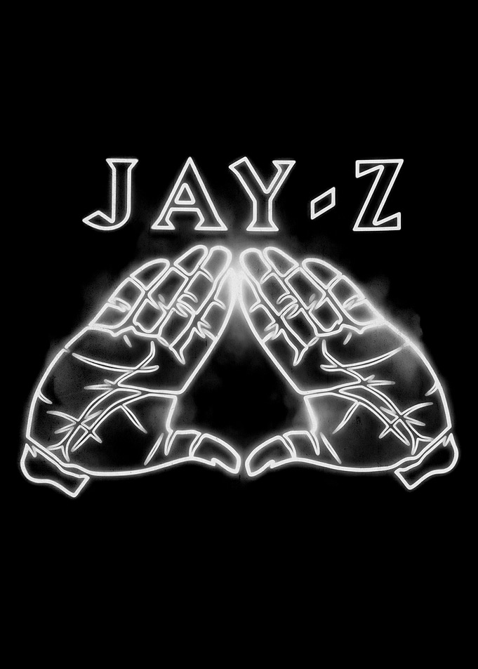 Jay-Z Diamond Hands Neon Art