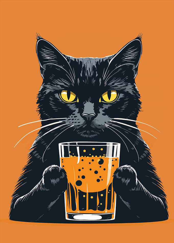 Black Cat drinking Beer