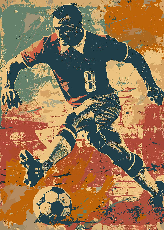 Vintage Soccer Player Illustration