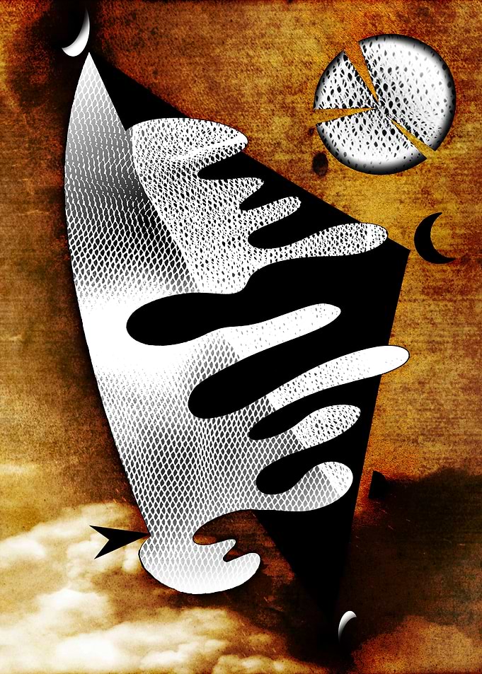 Abstract Geometric Composition with Lunar Elements