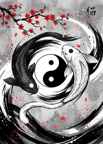 Yin Yang Koi Fish Art
