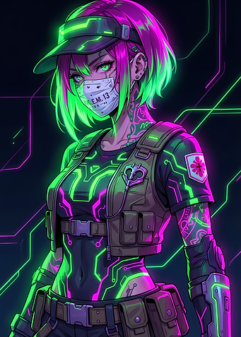 Cyberpunk Anime Girl with Mask