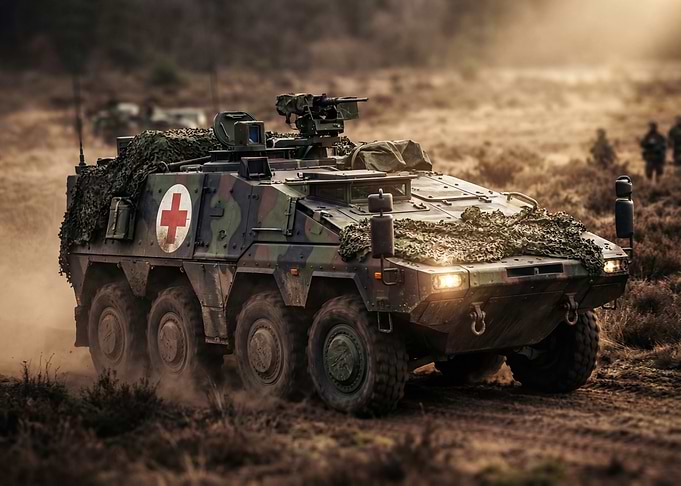 Military Ambulance Vehicle in Field