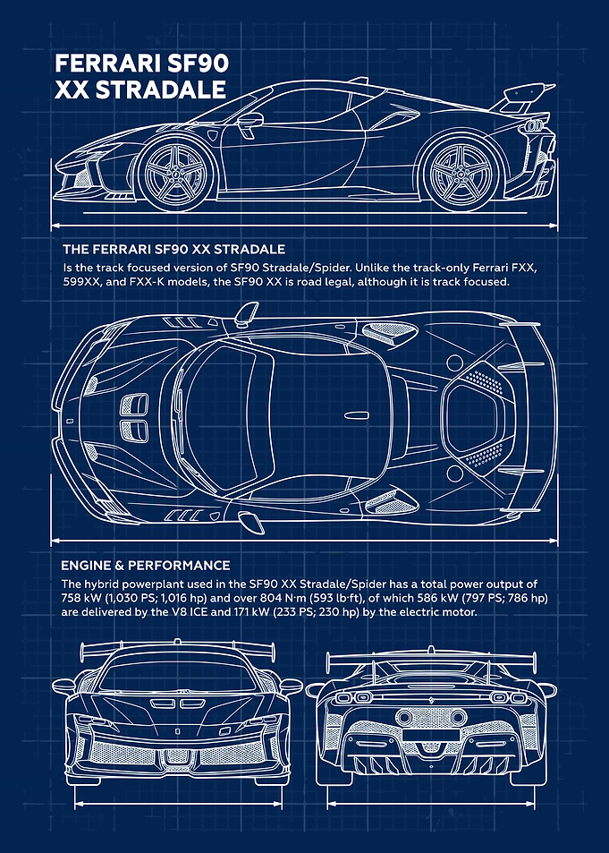 Car Ferrari SF90 XX Stradale Blueprint