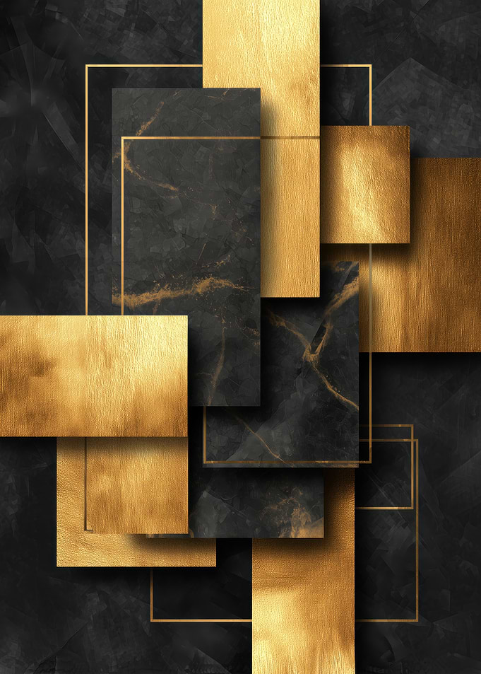 Abstract Gold and Black Geometric Design