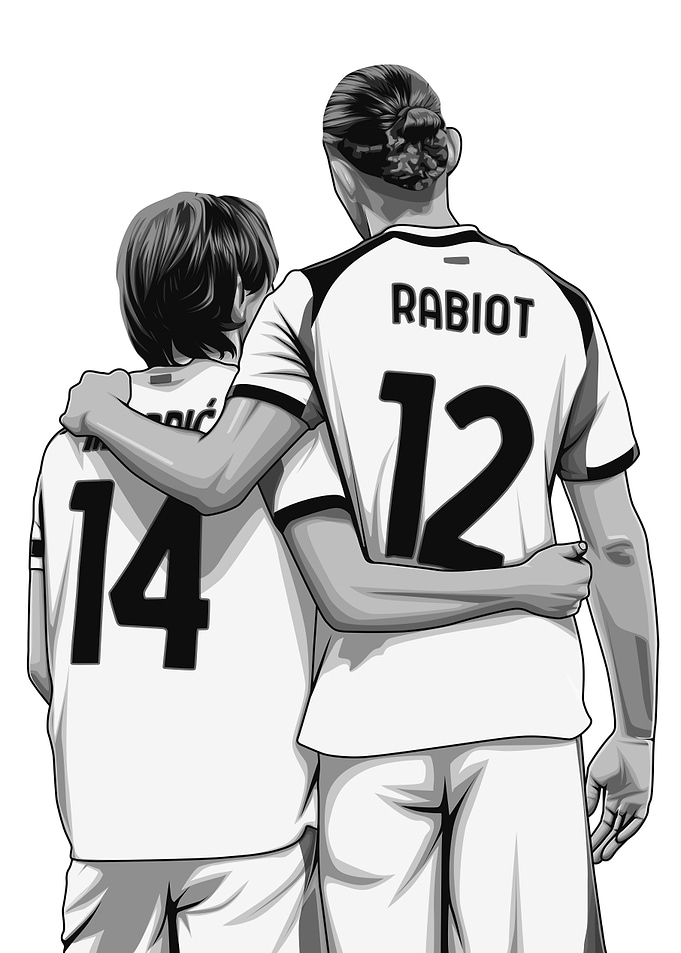 Luka Modric and Adrien Rabiot Black and White Version