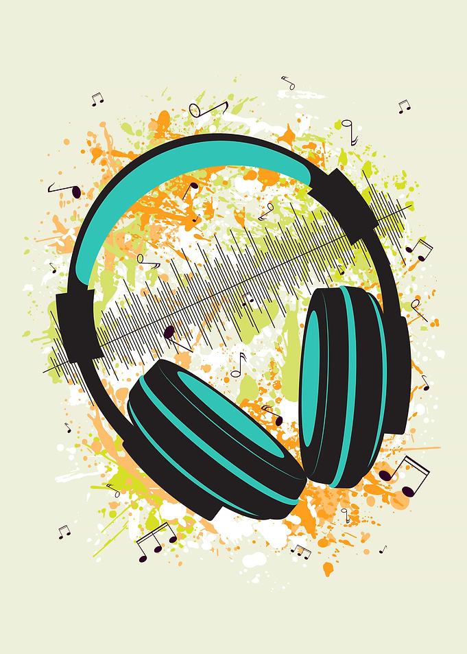 Music Headphones Wall Art – Modern Soundwave Poster for Music Lovers & Creative Rooms