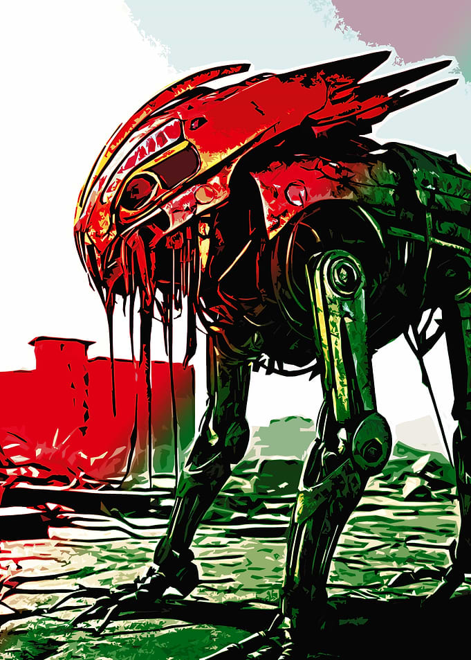 Red and Green Mechanical Creature