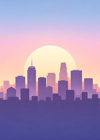 Cityscape Silhouette at Sunset