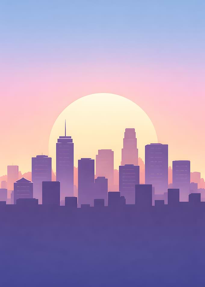 Cityscape Silhouette at Sunset