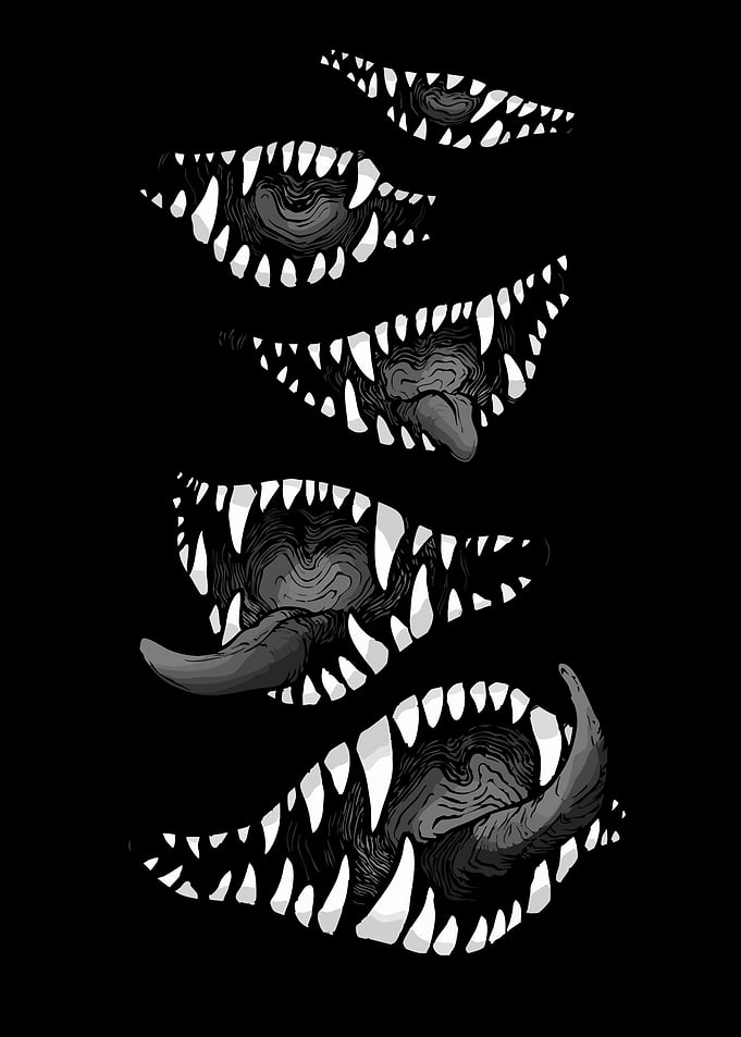 Monster Mouths with Sharp Teeth