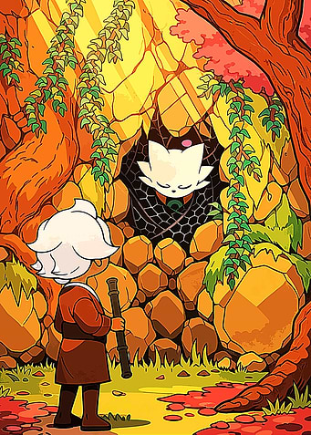 Boy and Spirit in Forest Cave