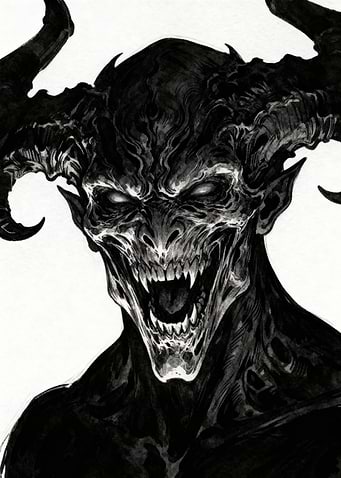 Monochrome Demon Portrait