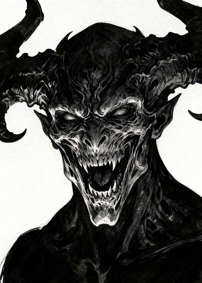 Monochrome Demon Portrait