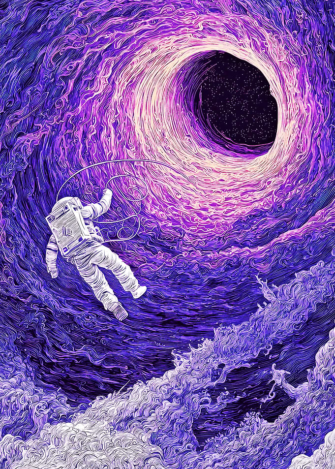 Astronaut in Purple Space Vortex