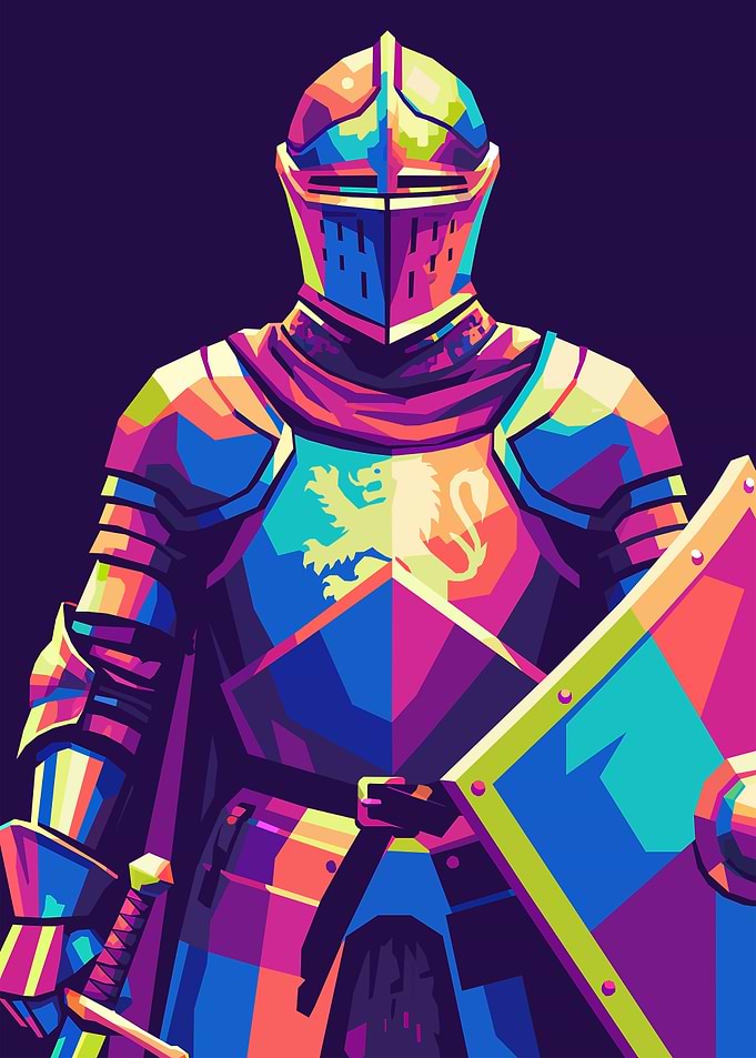 Geometric Medieval Knight – Modern Fantasy Illustration