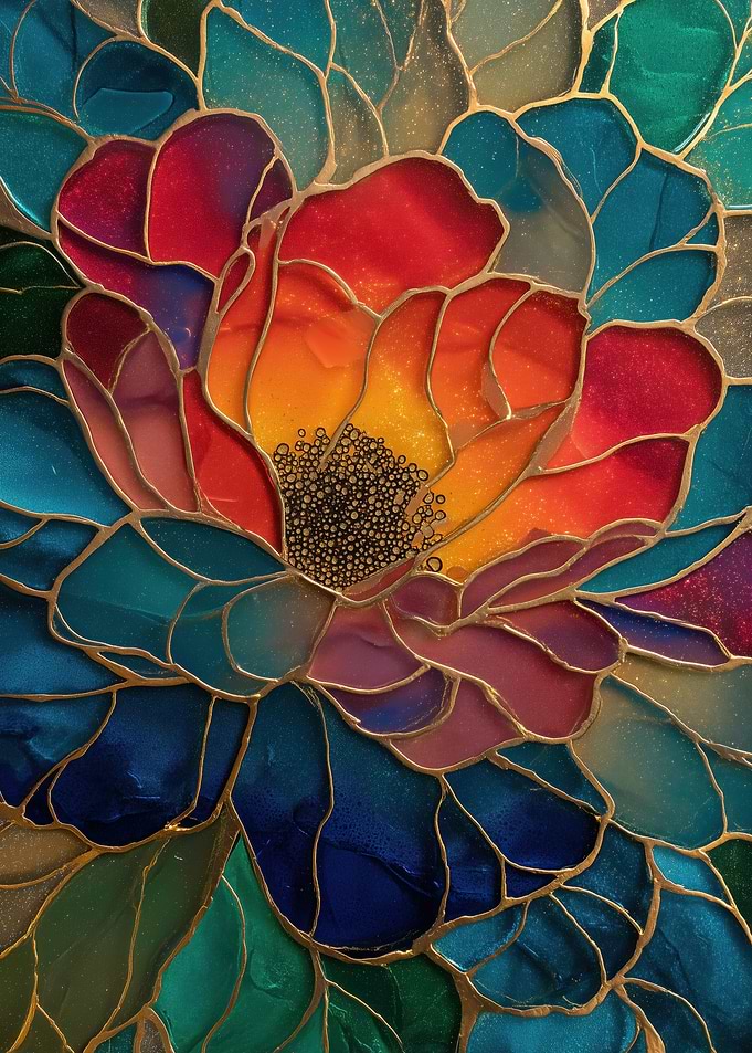 Colorful Floral Stained Glass Art