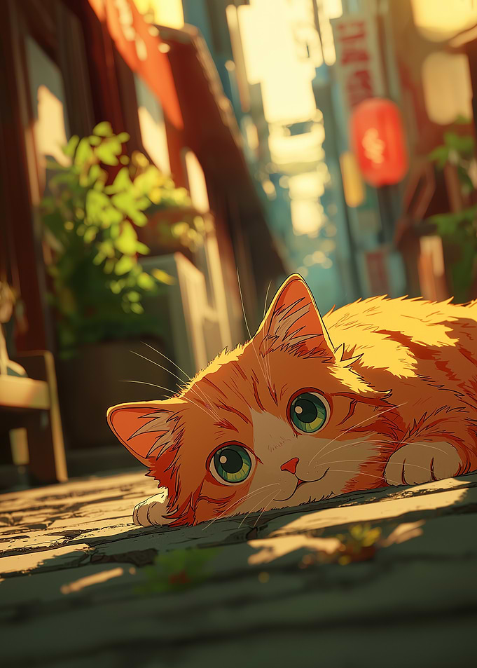 Cute Cat in Japanese Street