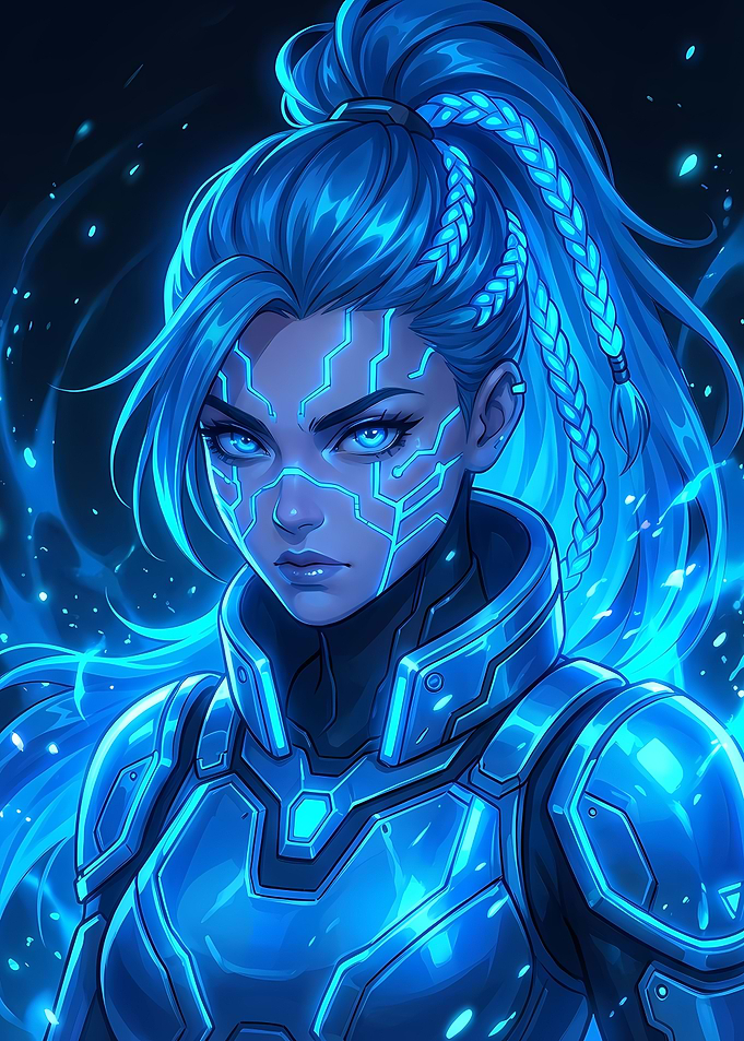 Cyberpunk Warrior Woman Portrait