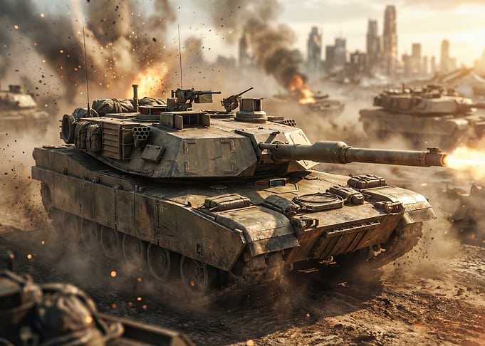 Tank in Urban Battlefield